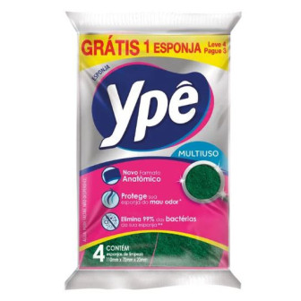 ESPONJA ANATÔMICA MULTIUSO YPÊ LEVE 4 PAGUE 3 UNIDADES