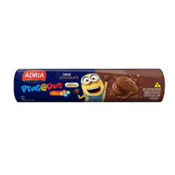 BISCOITO CHOCOLATE RECHEIO CHOCOLATE MINIONS ADRIA PLUGADOS PACOTE 120G