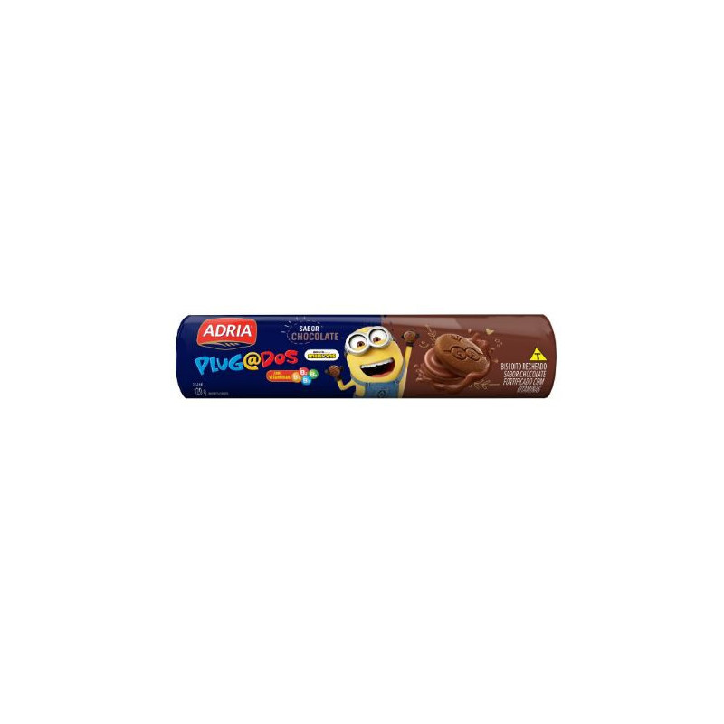 BISCOITO CHOCOLATE RECHEIO CHOCOLATE MINIONS ADRIA PLUGADOS PACOTE 120G