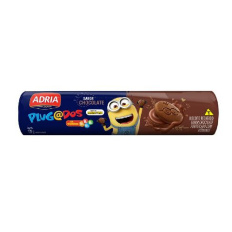 BISCOITO CHOCOLATE RECHEIO CHOCOLATE MINIONS ADRIA PLUGADOS PACOTE 120G