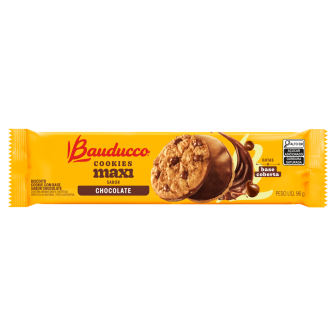 BISCOITO COOKIE COM GOTAS DE CHOCOLATE COBERTURA CHOCOLATE BAUDUCCO MAXI PACOTE 96G