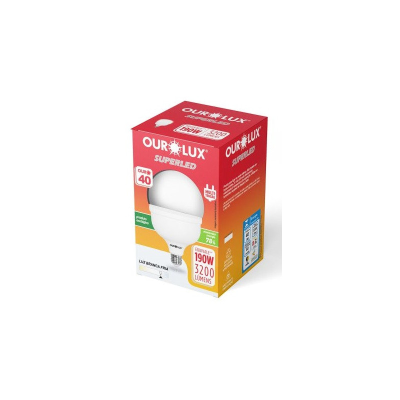 LAMPADA SUPERLED ALTA POTENCIA 40W BIVOLT E-27 6500K OUROLUX