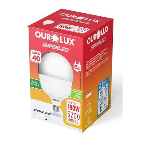 LAMPADA SUPERLED ALTA POTENCIA 40W BIVOLT E-27 6500K OUROLUX