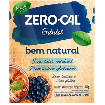 ADOÇANTE EM PÓ ERITRITOL ZERO LACTOSE ZERO CAL CAIXA 150G 30 UNIDADES