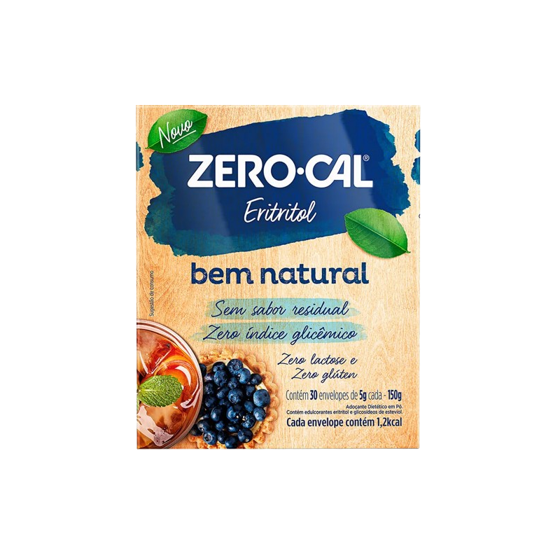 ADOÇANTE EM PÓ ERITRITOL ZERO LACTOSE ZERO CAL CAIXA 150G 30 UNIDADES