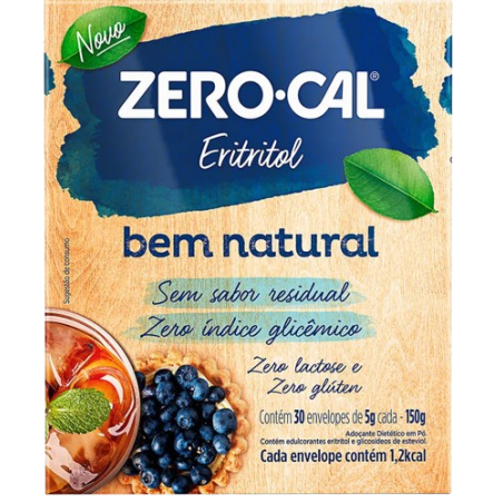 ADOÇANTE EM PÓ ERITRITOL ZERO LACTOSE ZERO CAL CAIXA 150G 30 UNIDADES