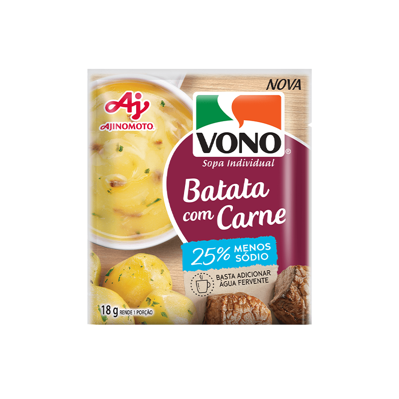SOPA INDIVIDUAL CREMOSA BATATA COM CARNE VONO PACOTE 18G