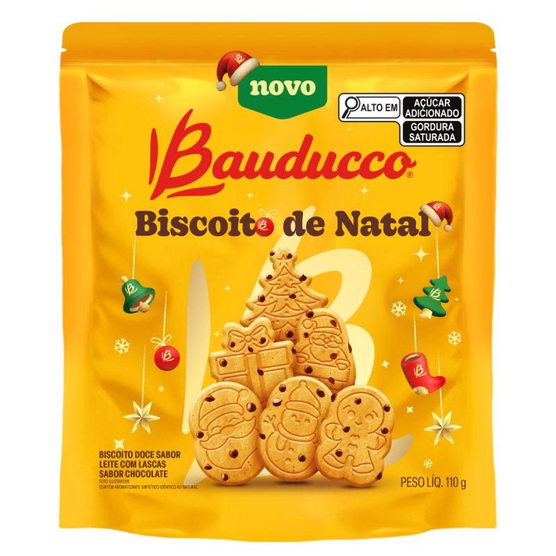 BISCOITO DE NATAL LEITE COM LASCAS DE CHOCOLATE BAUDUCCO 110G