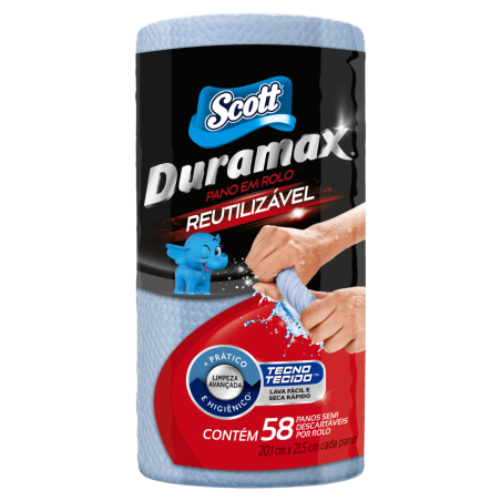 PANO REUTILIZÁVEL EM ROLO AZUL SCOTT DURAMAX 58 UNIDADES