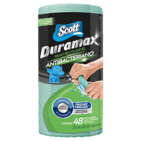PANO REUTILIZÁVEL EM ROLO VERDE SCOTT DURAMAX 48 UNIDADES