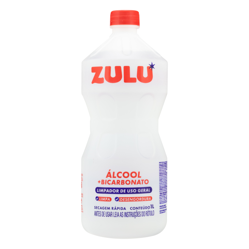 ÁLCOOL LÍQUIDO COM BICARBONATO TRADICIONAL ZULU FRASCO 1L