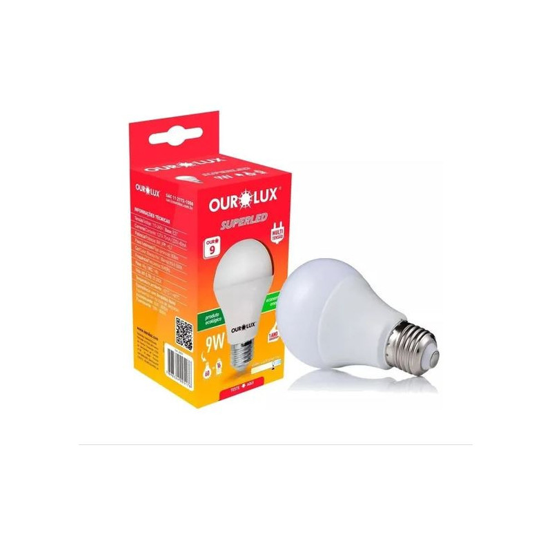 LAMPADA 9W SUPERLED BIVOLT 6400K OUROLUX