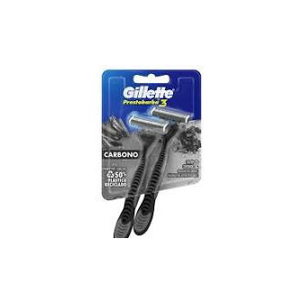 APARELHO DESCARTÁVEL PARA BARBEAR GILLETTE PRESTOBARBA3 CARBONO 2 UNIDADES