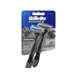 APARELHO DESCARTÁVEL PARA BARBEAR GILLETTE PRESTOBARBA3 CARBONO 2 UNIDADES