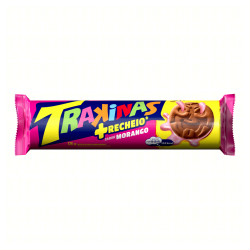 BISCOITO RECHEIO MORANGO TRAKINAS +RECHEIO PACOTE 126G