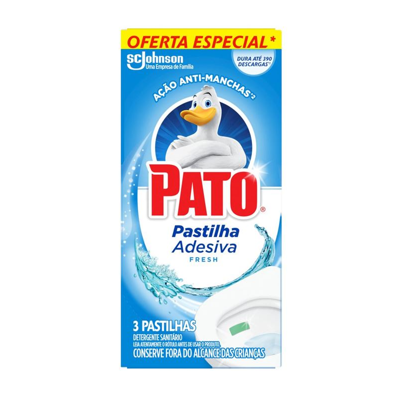 DETERGENTE SANITÁRIO PASTILHA ADESIVA FRESH PATO 3 UNIDADES OFERTA ESPECIAL