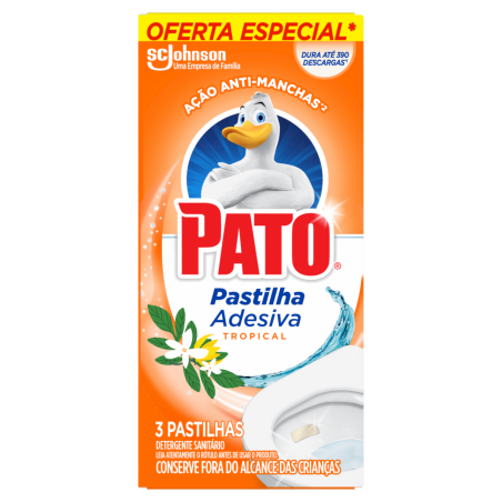 DETERGENTE SANITÁRIO PASTILHA ADESIVA TROPICAL PATO 3 UNIDADES