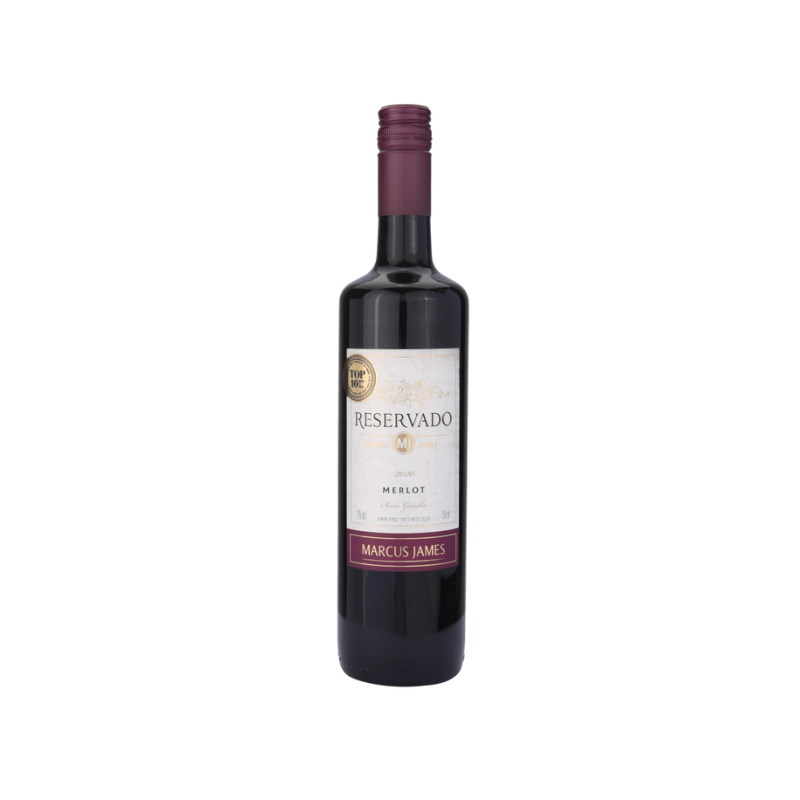 VINHO BRASILEIRO TINTO MEIO SECO MARCUS JAMES MERLOT SERRA GAÚCHA GARRAFA 750ML