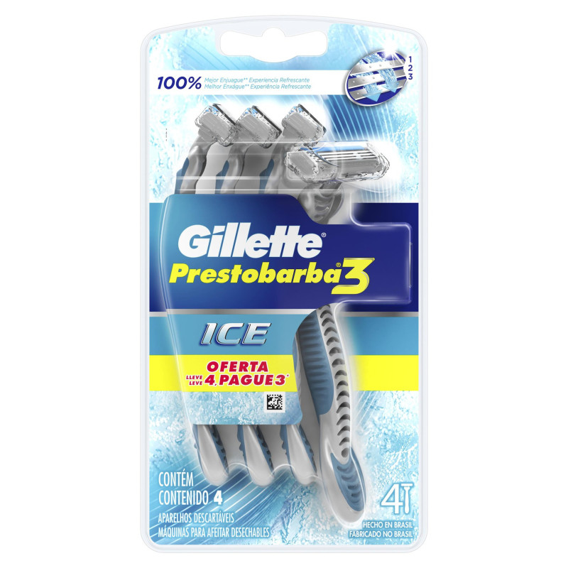 APARELHO DESCARTÁVEL PARA BARBEAR GILLETTE PRESTOBARBA3 FRESH 4 UNIDADES PAGUE MENOS