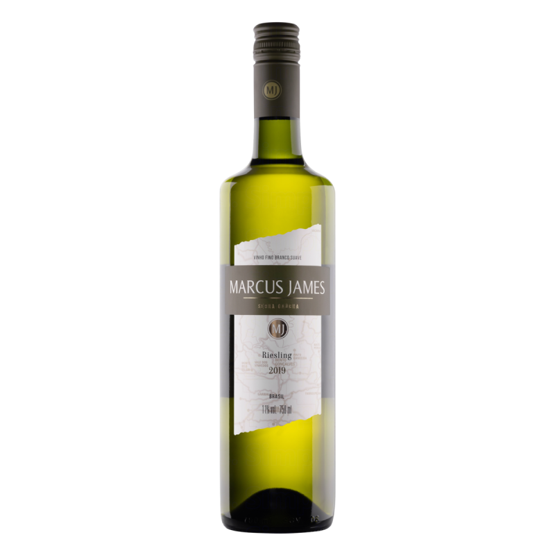 VINHO BRASILEIRO BRANCO SUAVE MARCUS JAMES RIESLING SERRA GAÚCHA GARRAFA 750ML