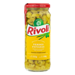 AZEITONA VERDE EM CONSERVA FATIADA RIVOLI VIDRO 160G