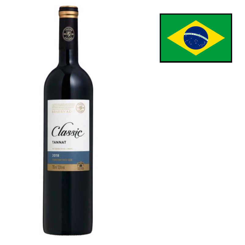 VINHO BRASILEIRO TINTO SECO RESERVADO CLASSIC TANNAT SERRA GAÚCHA GARRAFA 750ML