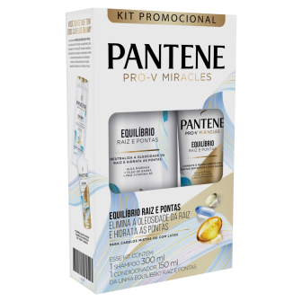 KIT SHAMPOO 300ML + CONDICIONADOR 150ML PANTENE EQUILÍBRIO RAIZ E PONTAS