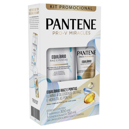 KIT SHAMPOO 300ML + CONDICIONADOR 150ML PANTENE EQUILÍBRIO RAIZ E PONTAS