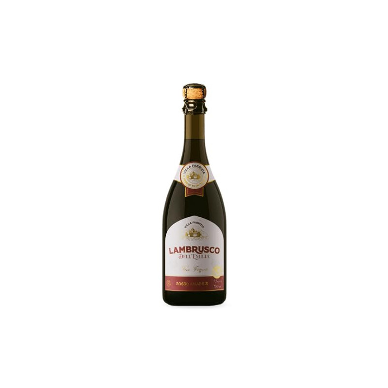 VINHO ITALIANO TINTO FRISANTE SUAVE ROSSO AMABILE VILLA FABRIZIA LAMBRUSCO DELLEMILIA GARRAFA 750ML
