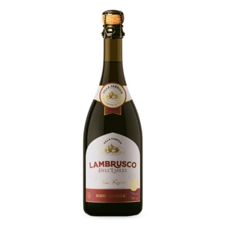 VINHO ITALIANO TINTO FRISANTE SUAVE ROSSO AMABILE VILLA FABRIZIA LAMBRUSCO DELLEMILIA GARRAFA 750ML
