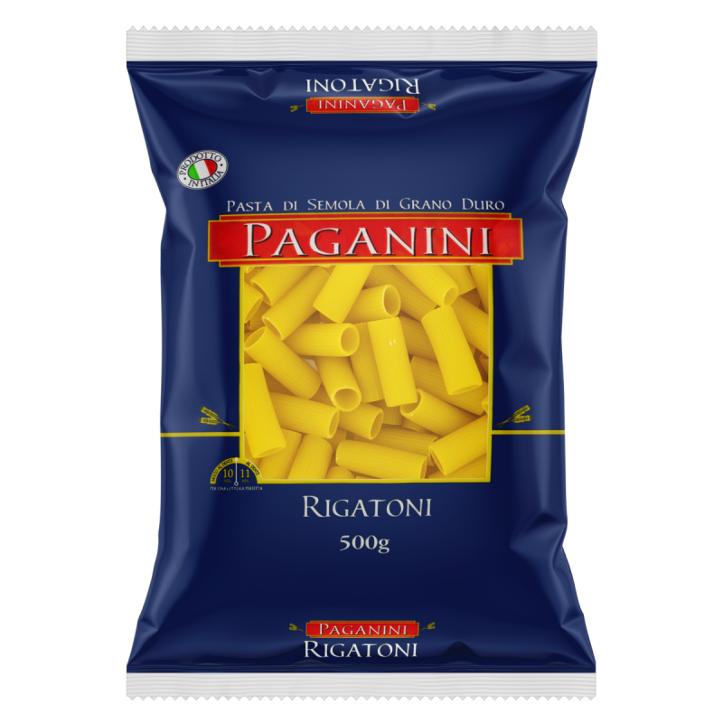 MACARRÃO DE SÊMOLA GRANO DURO RIGATONI PAGANINI PACOTE 500G