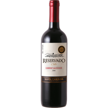 VINHO CHILENO TINTO MEIO SECO RESERVADO SANTA CAROLINA CABERNET SAUVIGNON VALLE CENTRAL GARRAFA 750ML