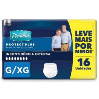ROUPA ÍNTIMA DESCARTÁVEL UNISSEX PLENITUD PLUS G/XG PACOTE 16 UNIDADES LEVE MAIS PAGUE MENOS