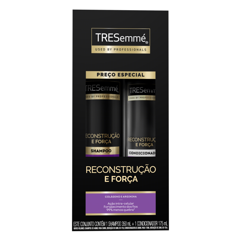 KIT SHAMPOO 350ML + CONDICIONADOR 175ML TRESEMMÉ RECONSTRUÇÃO E FORÇA