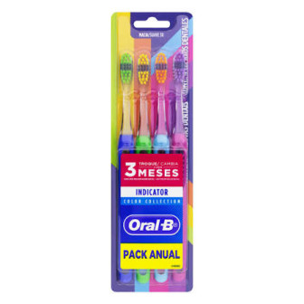 ESCOVA DENTAL MACIA ORAL-B INDICATOR COLOR COLLECTION 4 UNIDADES