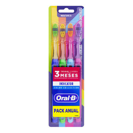 ESCOVA DENTAL MACIA ORAL-B INDICATOR COLOR COLLECTION 4 UNIDADES
