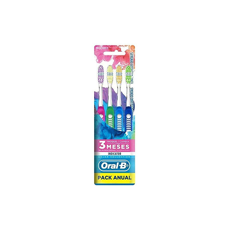ESCOVA DENTAL MACIA 35 ORAL-B INDICATOR COLOR COLLECTION 4 UNIDADES