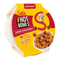 MACARRÃO AO MOLHO SUGO COM MINIALMÔNDEGAS SADIA HOT BOWLS POTE 300G
