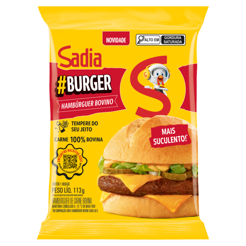 HAMBÚRGUER DE CARNE BOVINA SADIA #BURGUER PACOTE 113G