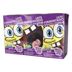 PACK LEITE FERMENTADO DESNATADO UVA BOB ESPONJA BATAVO CAIXA 3 UNIDADES 160G CADA