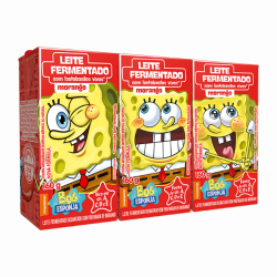 PACK LEITE FERMENTADO DESNATADO MORANGO BOB ESPONJA BATAVO CAIXA 3 UNIDADES 160G CADA