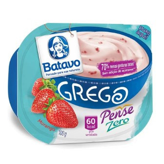 IOGURTE PARCIALMENTE DESNATADO GREGO MORANGO ZERO LACTOSE BATAVO PENSE ZERO POTE 100G