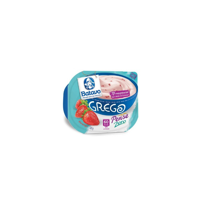 IOGURTE PARCIALMENTE DESNATADO GREGO MORANGO ZERO LACTOSE BATAVO PENSE ZERO POTE 100G