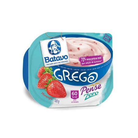IOGURTE PARCIALMENTE DESNATADO GREGO MORANGO ZERO LACTOSE BATAVO PENSE ZERO POTE 100G