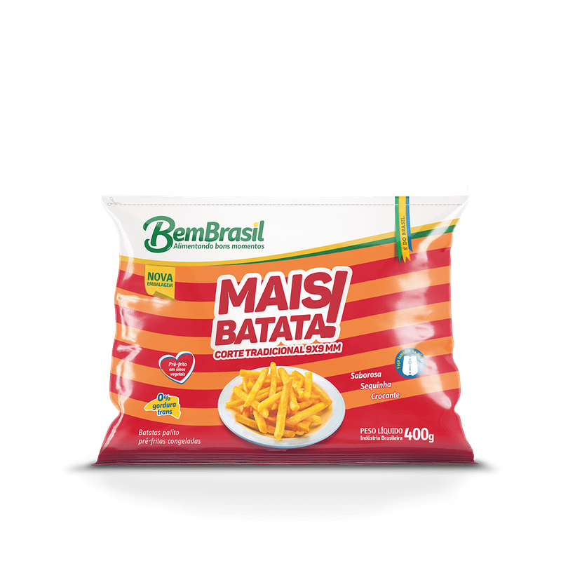 BATATA PRÉ-FRITA PALITO CONGELADA BEM BRASIL MAIS BATATA! PACOTE 400G