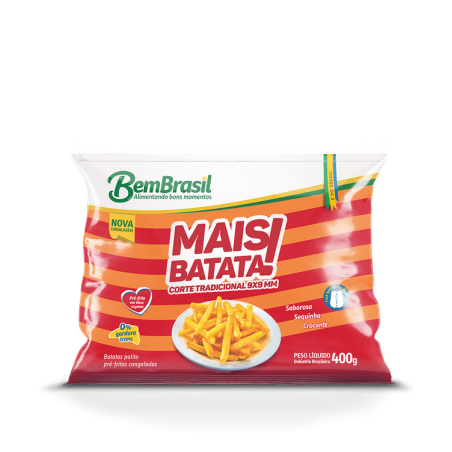 BATATA PRÉ-FRITA PALITO CONGELADA BEM BRASIL MAIS BATATA! PACOTE 400G