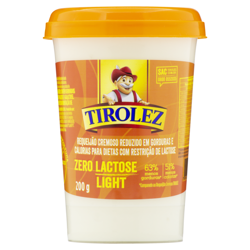 REQUEIJÃO CREMOSO LIGHT ZERO LACTOSE TIROLEZ COPO 200G