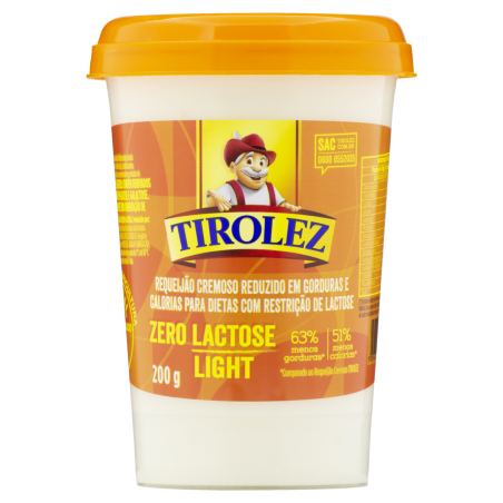 REQUEIJÃO CREMOSO LIGHT ZERO LACTOSE TIROLEZ COPO 200G
