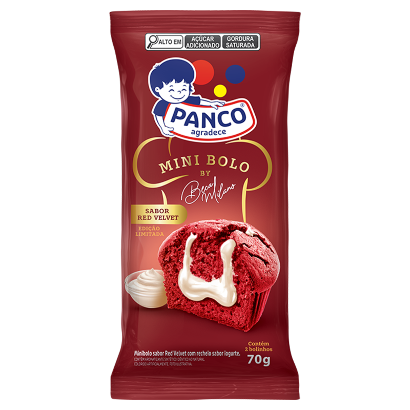 MINIBOLO RED VELVET RECHEIO IOGURTE PANCO PACOTE 70G 2 UNIDADES