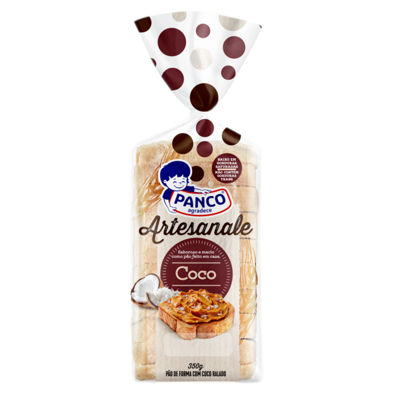 PÃO DE FORMA COCO PANCO ARTESANALE PACOTE 350G